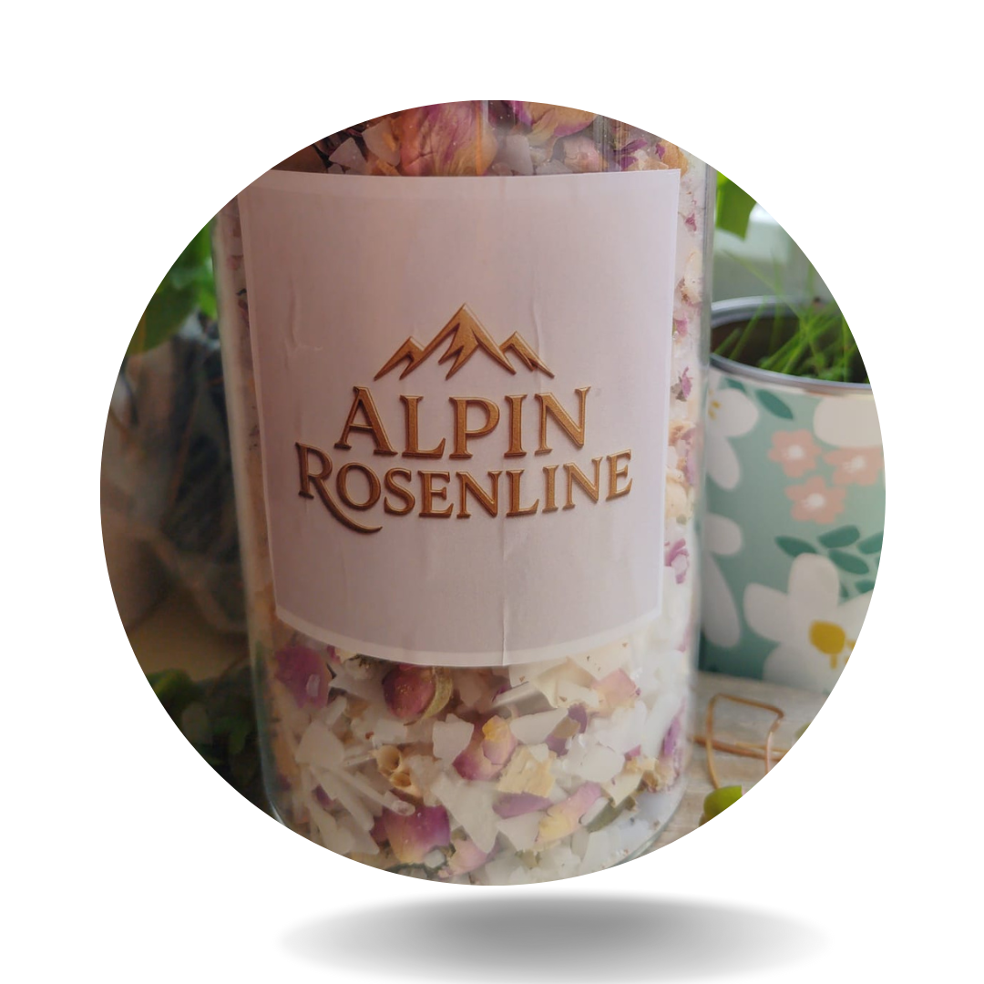 Magnesium bath salt based on roses and fir shards