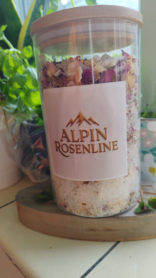 Magnesium bath salt based on roses and fir shards