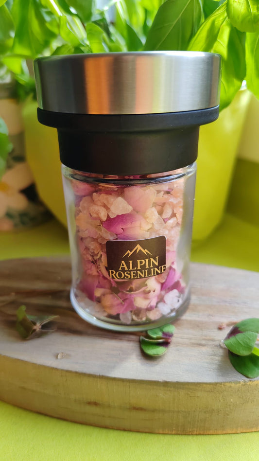 Himalayan saltAbmasa with rose petals